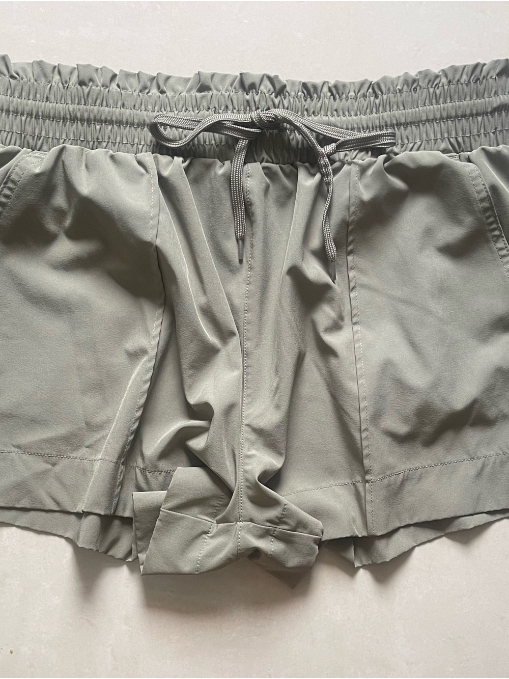 Women's Elastic Waist Drawstring Shorts - Sage Green - Junior Size XL